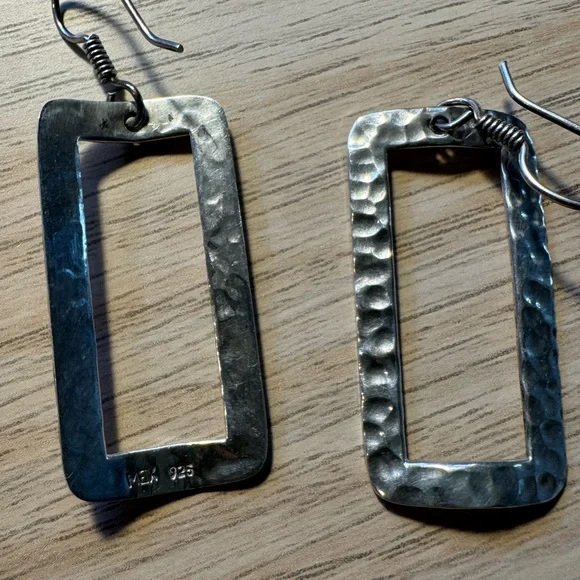 Rectangular Silver earrings - Picture 3 of 4
